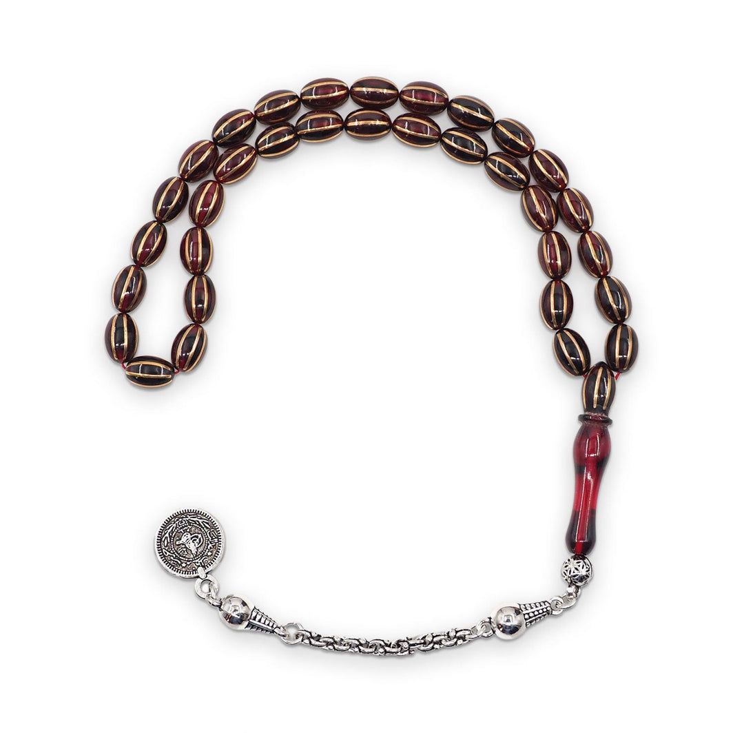 Split-Cut Fire Amber Tasbeeh with Tassel - WATD1068