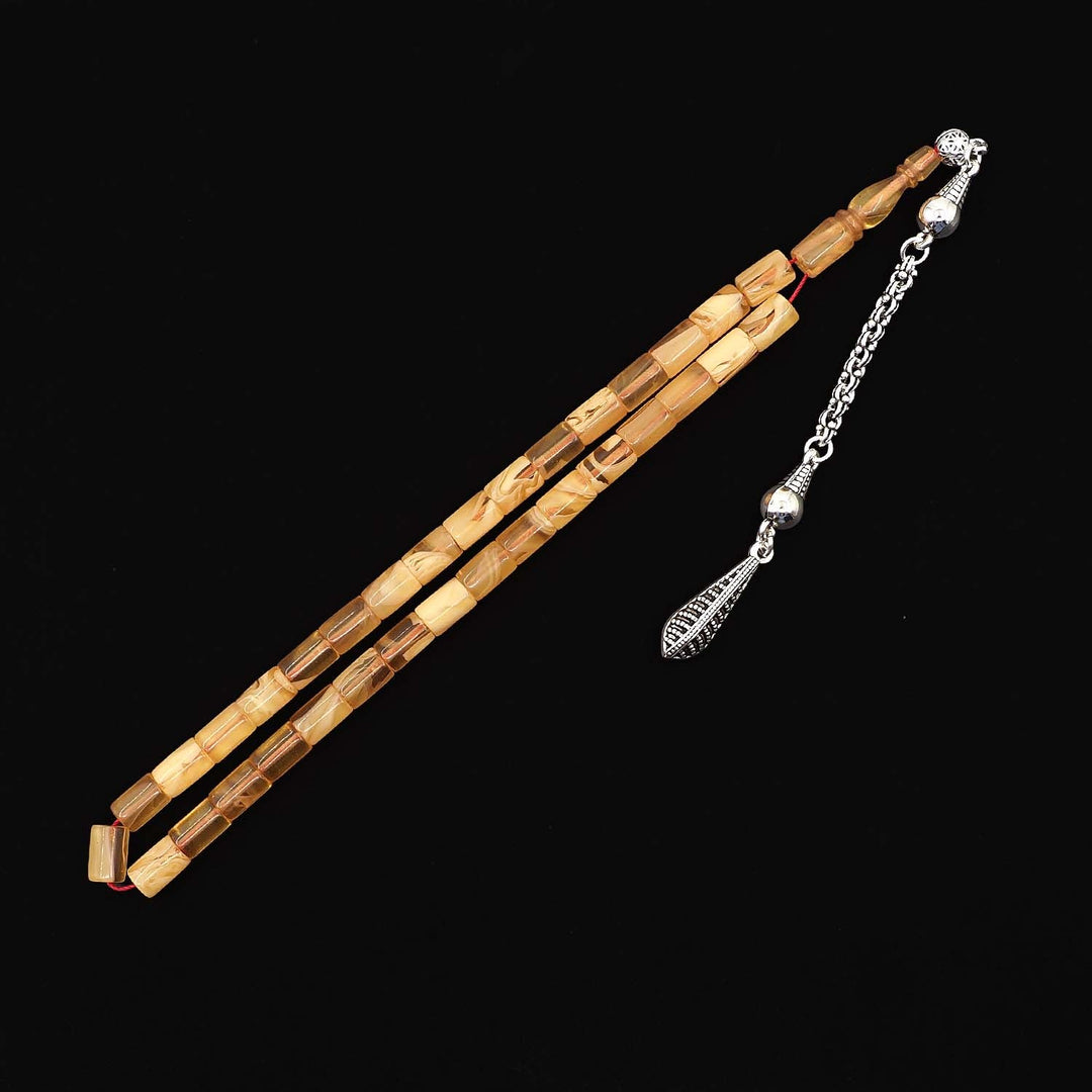 Faceted-Cut Fire Amber Tasbeeh with Tassel - WATD1071