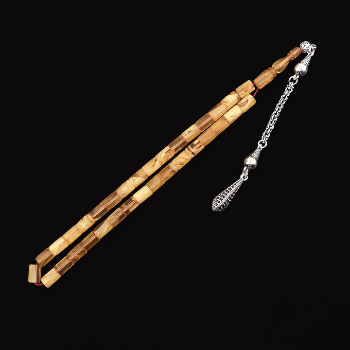 Faceted-Cut Fire Amber Tasbeeh with Tassel - WATD1071