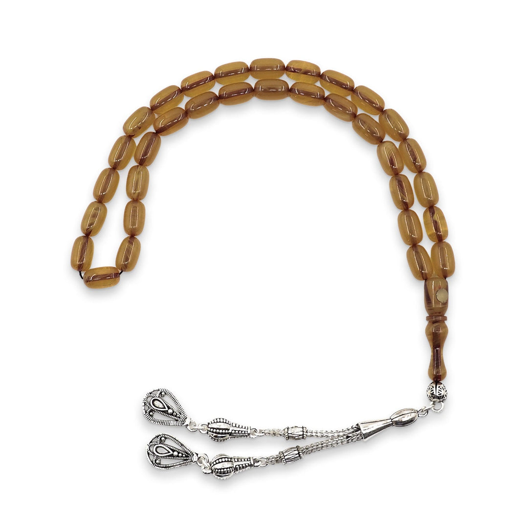 Capsule-Cut Fire Amber Tasbeeh with Tassel - WATD1072