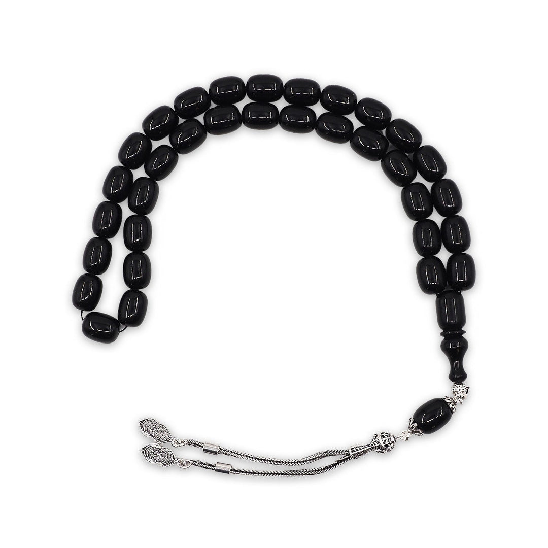 Pressed Amber Tasbeeh with Silver Tassel - WATD1076