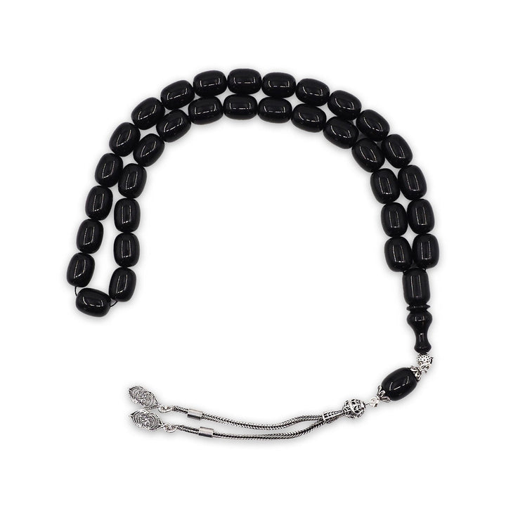 Pressed Amber Tasbeeh with Silver Tassel - WATD1076