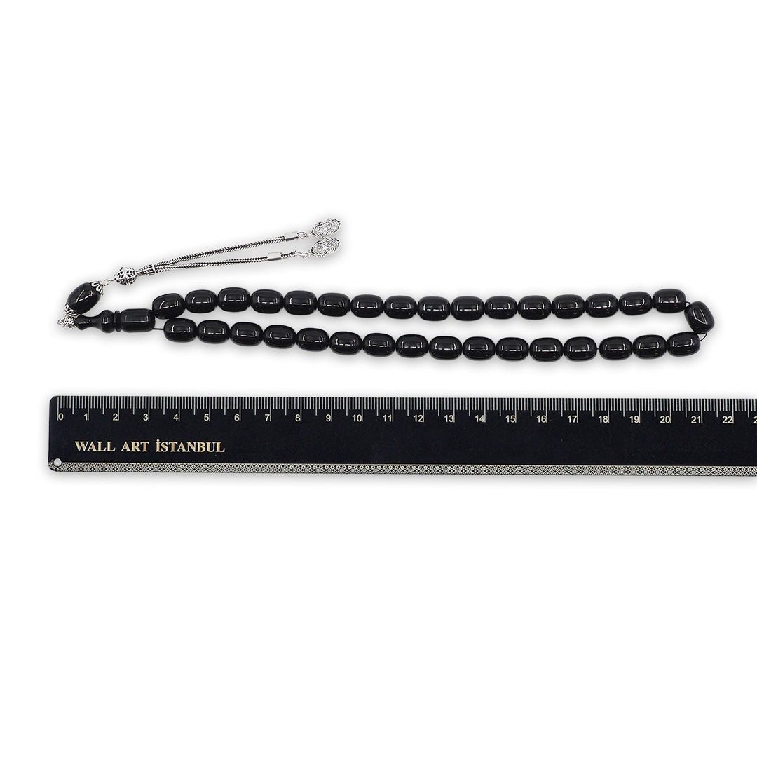 Pressed Amber Tasbeeh with Silver Tassel - WATD1076