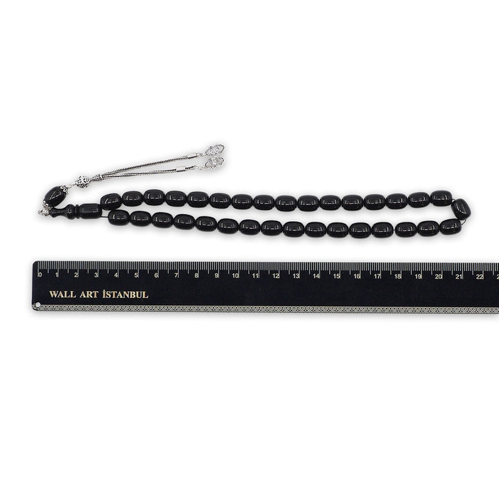 Pressed Amber Tasbeeh with Silver Tassel - WATD1076