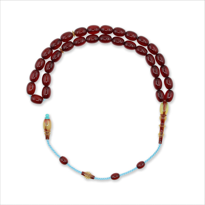 Mastercrafted Spiral-Grained Vintage Faturan Ottoman-Style Pressed Amber Tasbeeh - WATD1080