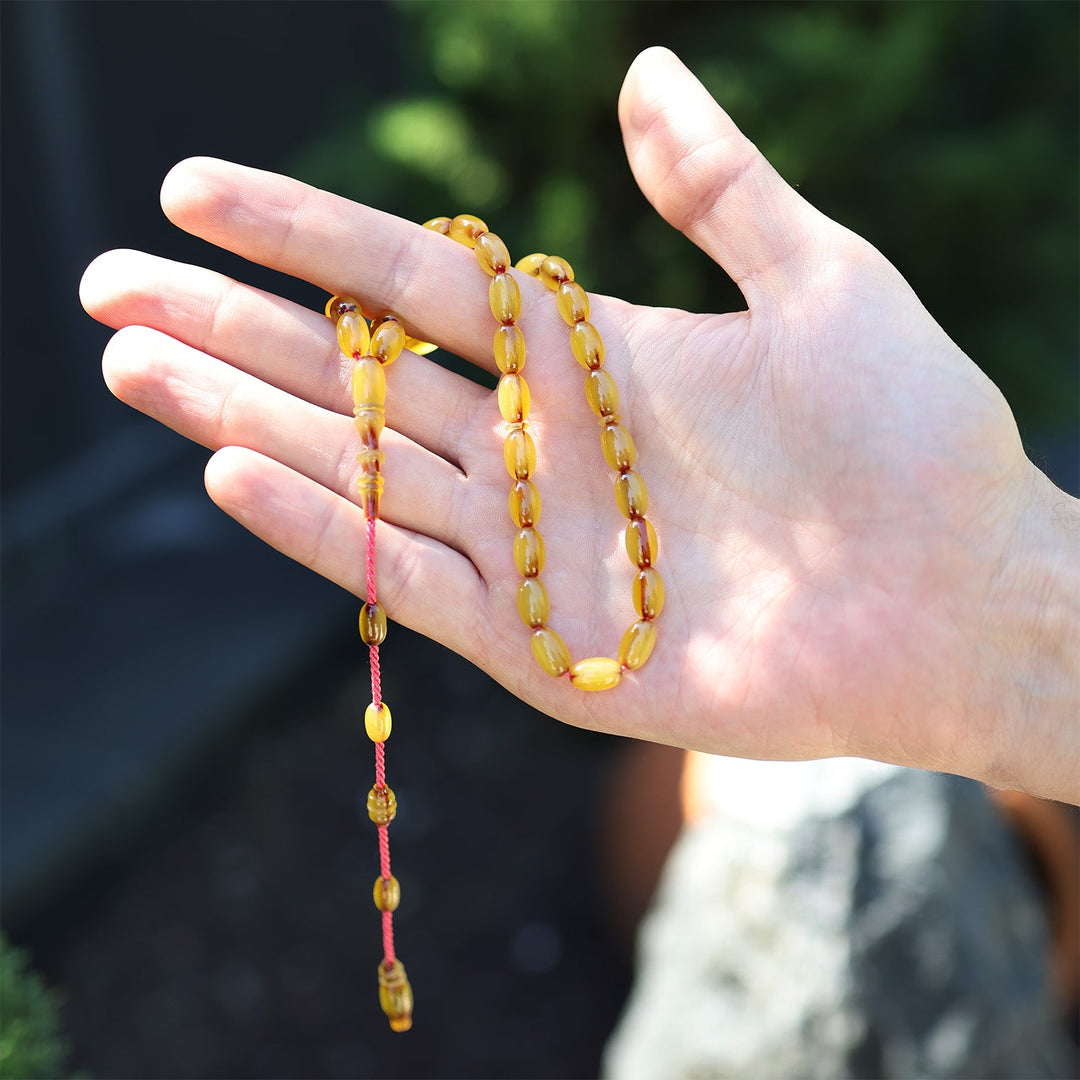 Mastercrafted Spiral-Grained Vintage Faturan Ottoman-Style Pressed Amber Tasbeeh - WATD1081