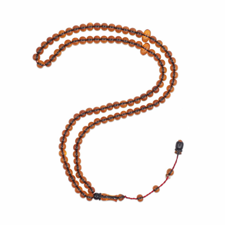 99-Bead Round-Cut Fire Amber Tasbeeh - WATD1116