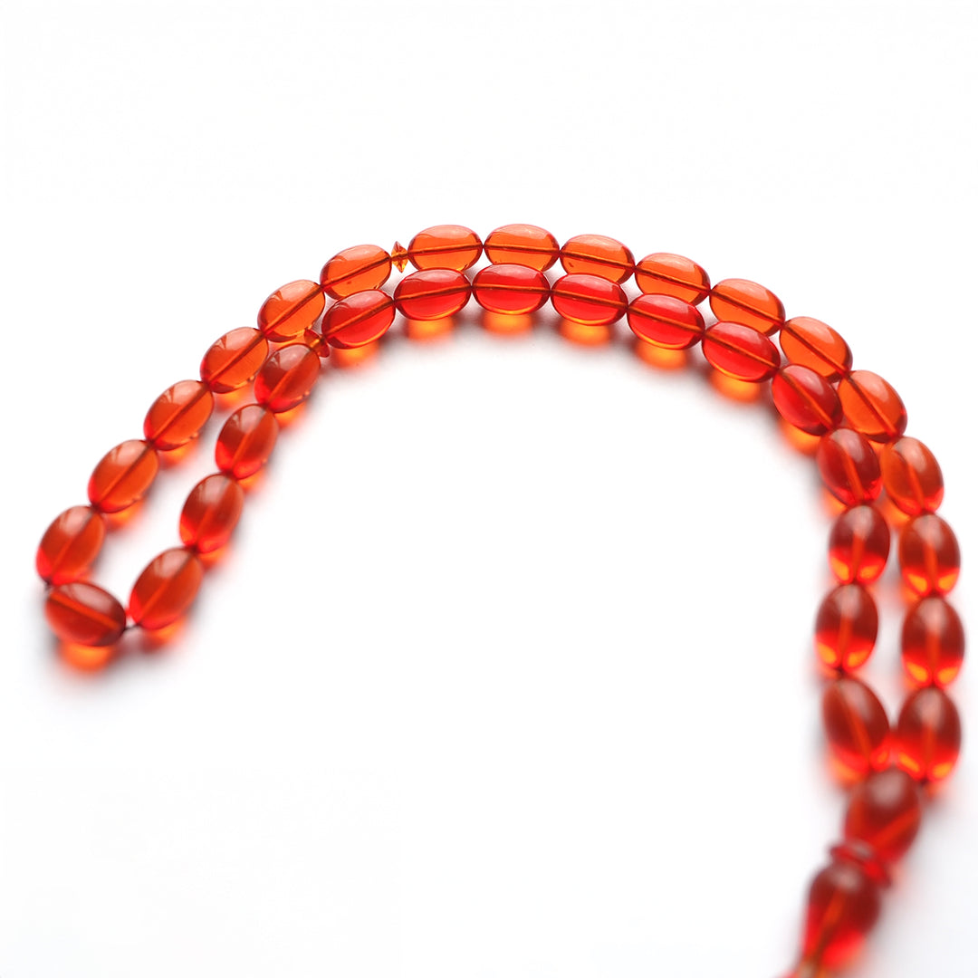 Handcrafted Pressed Fire Amber Tasbeeh Silver Tassel – WATD113