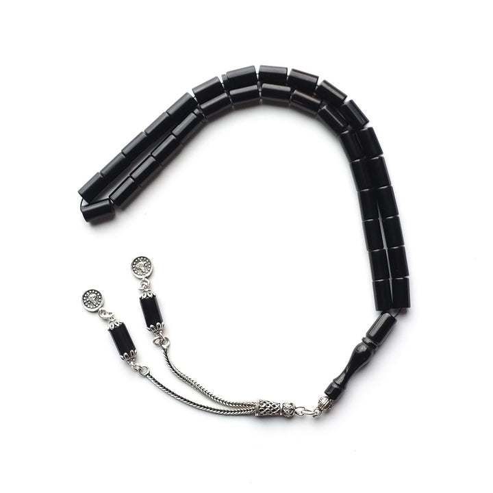 Handcrafted Pressed Fire Amber Tasbeeh Silver Tassel – WATD120