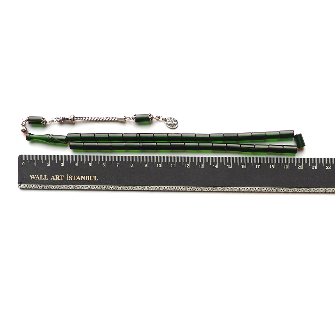 Handcrafted Pressed Fire Amber Tasbeeh Silver Tassel – WATD125