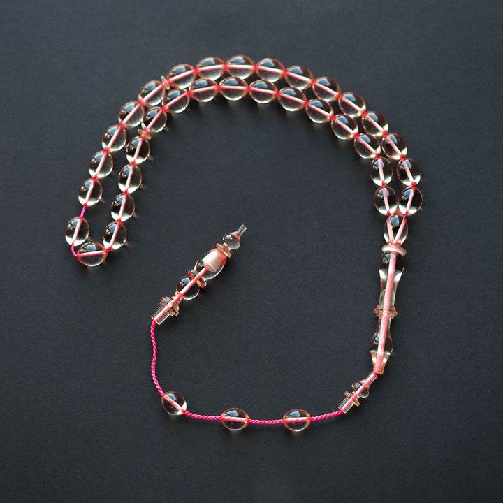 Handcrafted Pressed Fire Amber Tasbeeh – Oval-Cut Beads – WATD147