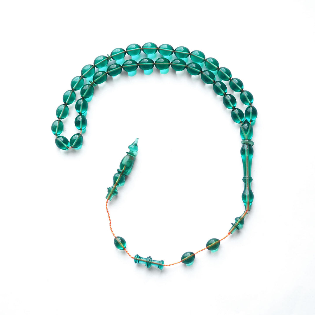 Handcrafted Pressed Fire Amber Tasbeeh – Oval-Cut Beads – WATD148