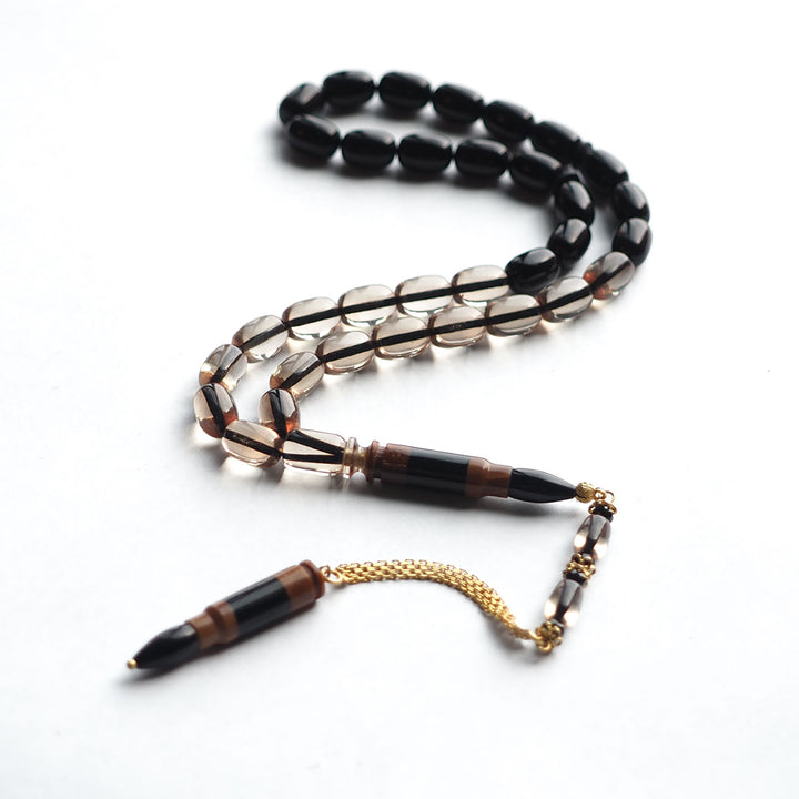 Pressed Amber Tasbeeh with 925 Sterling Silver Tassel & Kuka Combination – WATD154