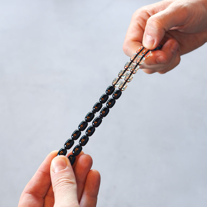 Pressed Amber Tasbeeh with 925 Sterling Silver Tassel & Kuka Combination – WATD154