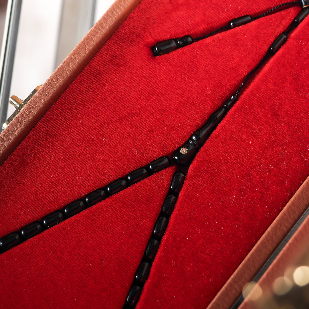 Mastercrafted Diamond-Detailed Black Pressed Amber Tasbeeh (Special Box) – WATD195