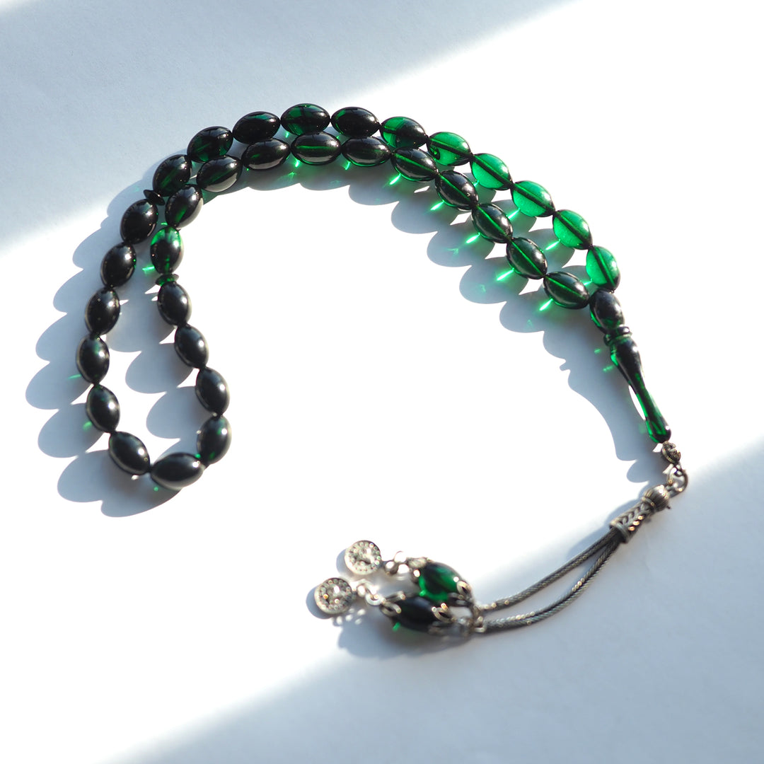 Fire Pressed Amber Tasbeeh with Silver Tassel – WATD237