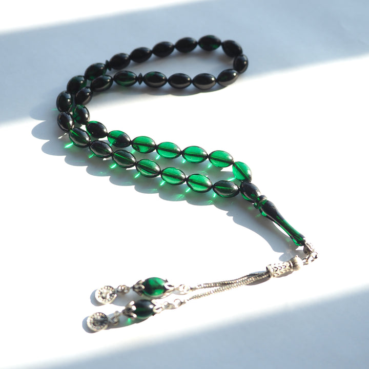 Fire Pressed Amber Tasbeeh with Silver Tassel – WATD237