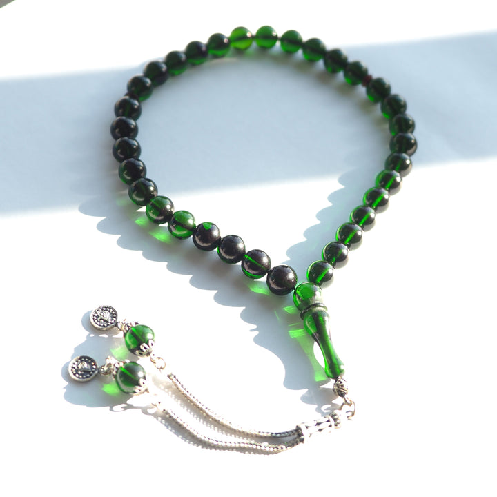 Fire Pressed Amber Tasbeeh with Silver Tassel – WATD238