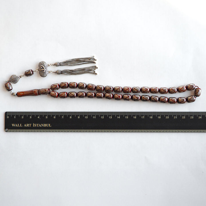 Kuka Tasbeeh with 1000-Fineness Pure Silver Inlay – WATD241