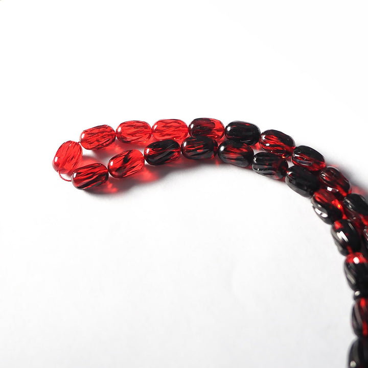 Pressed Amber Prayer Beads with Faceted, Pencil-Carved Design – WATD242