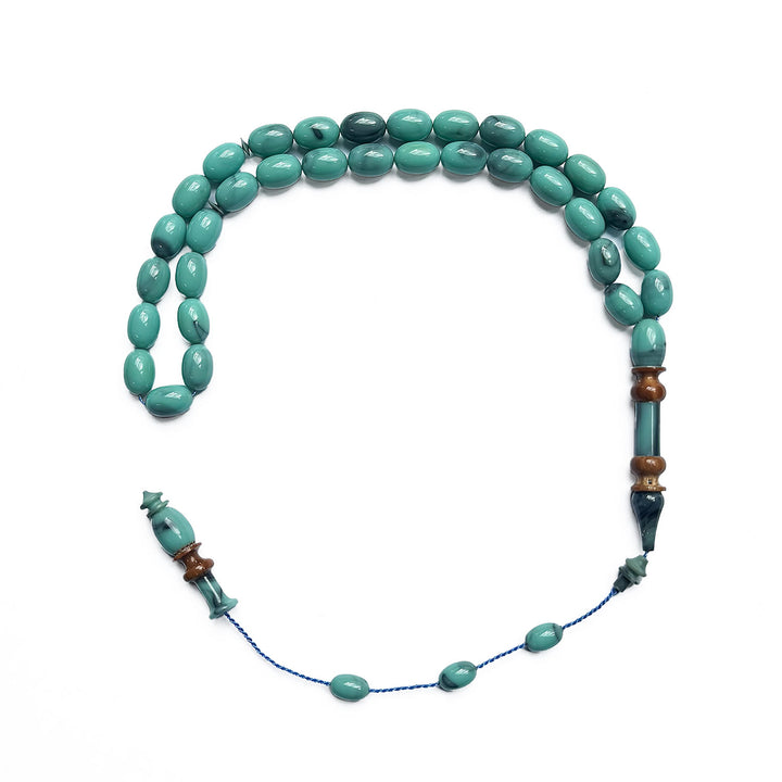 Catalin Egg Cut Tasbeeh with Embroidered Kuka Imam Bead – WATD267