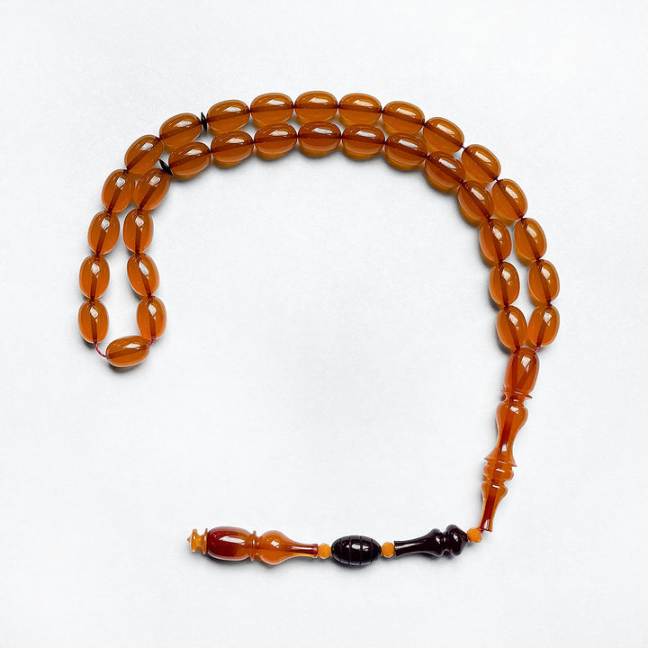 Şenalp Model Pressed Dice Amber Tasbeeh with Egg Cut Beads - WATD268