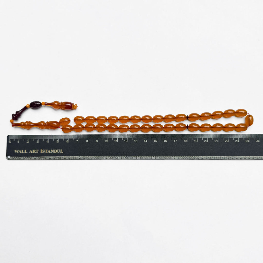 Şenalp Model Pressed Dice Amber Tasbeeh with Egg Cut Beads - WATD268