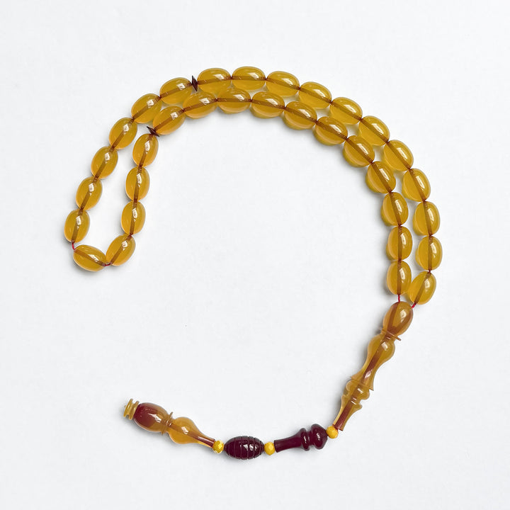 Şenalp Model Pressed Dice Amber Tasbeeh with Egg Cut Beads - WATD270