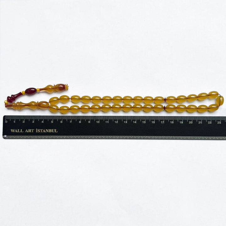 Şenalp Model Pressed Dice Amber Tasbeeh with Egg Cut Beads - WATD270