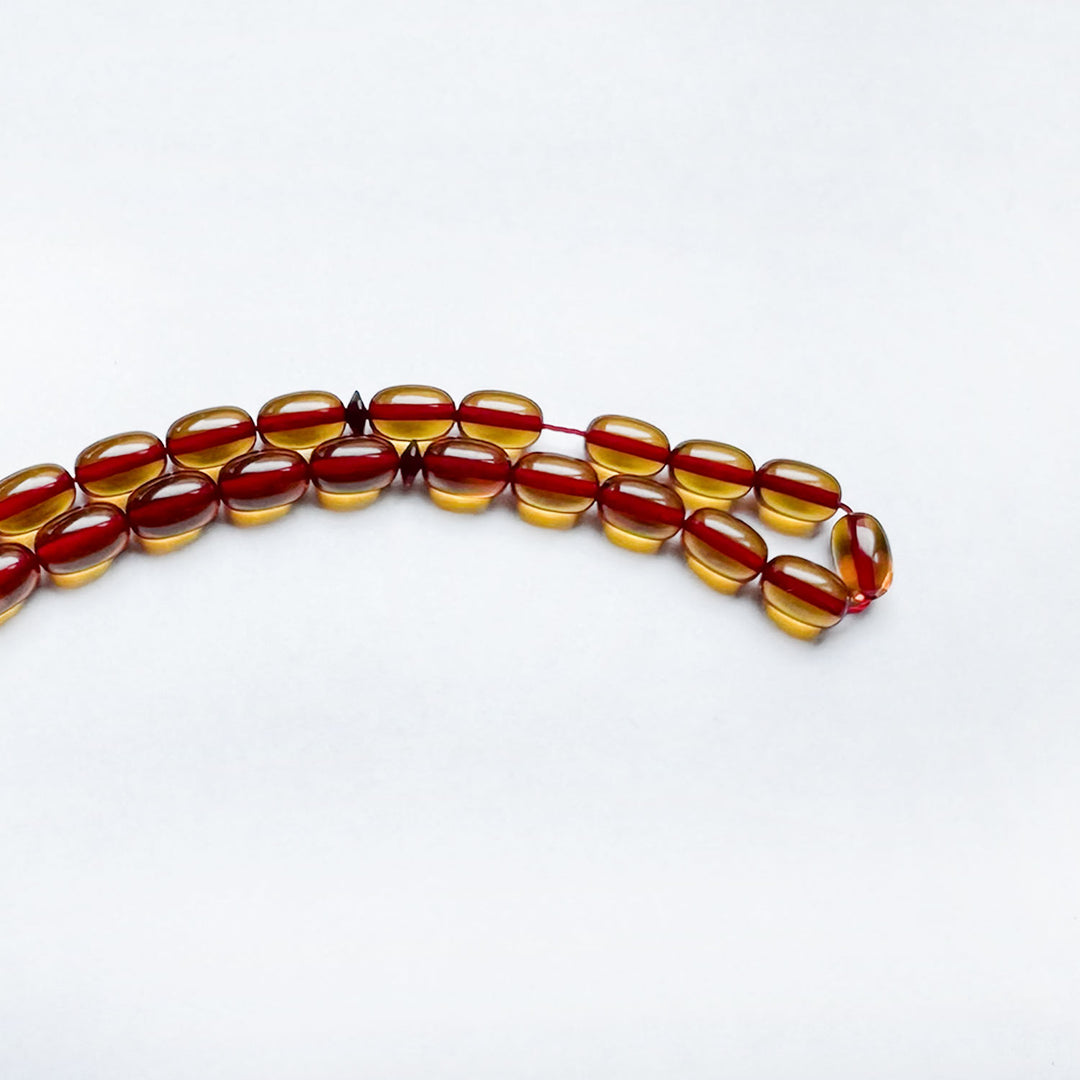 Fire Amber Egg Cut Tasbeeh with Handwoven Macramé Tassel – WATD279