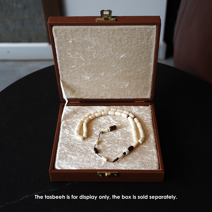 Exclusive Leather-Covered Wooden Tasbeeh Box – WATD322