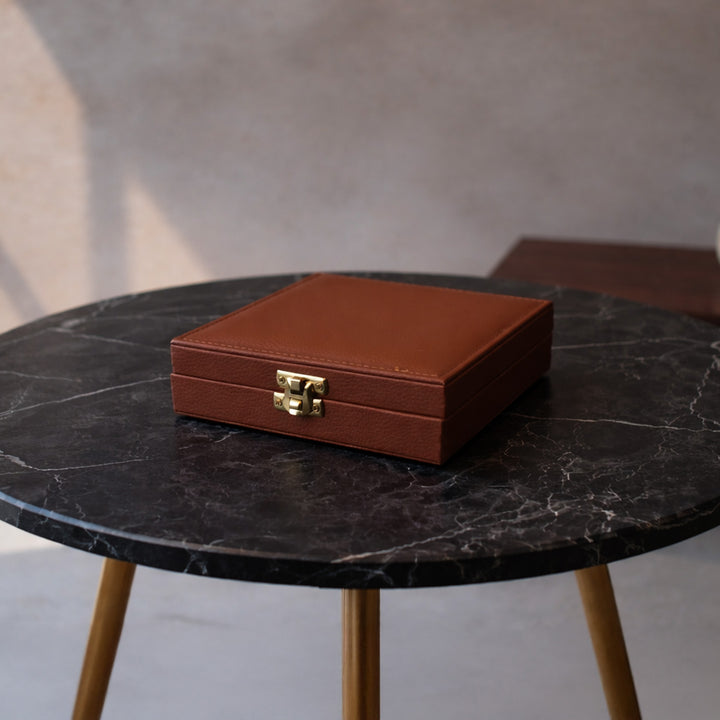 Exclusive Leather-Covered Wooden Tasbeeh Box – WATD322