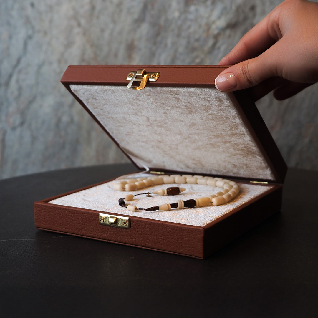Exclusive Leather-Covered Wooden Tasbeeh Box – WATD322