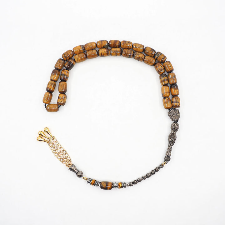 Tiger’s Eye Tasbeeh with Special Brass Tassel – WATD377