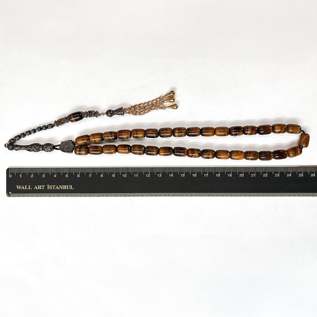 Tiger’s Eye Tasbeeh with Special Brass Tassel – WATD377