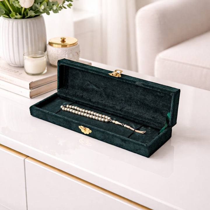 Exclusive Velvet-Covered Wooden Tasbeeh Box – WATD379