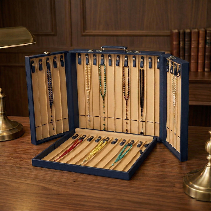 Exclusive Leather-Covered Wooden Tasbeeh Case (For up to 31 Tasbeehs) – WATD380