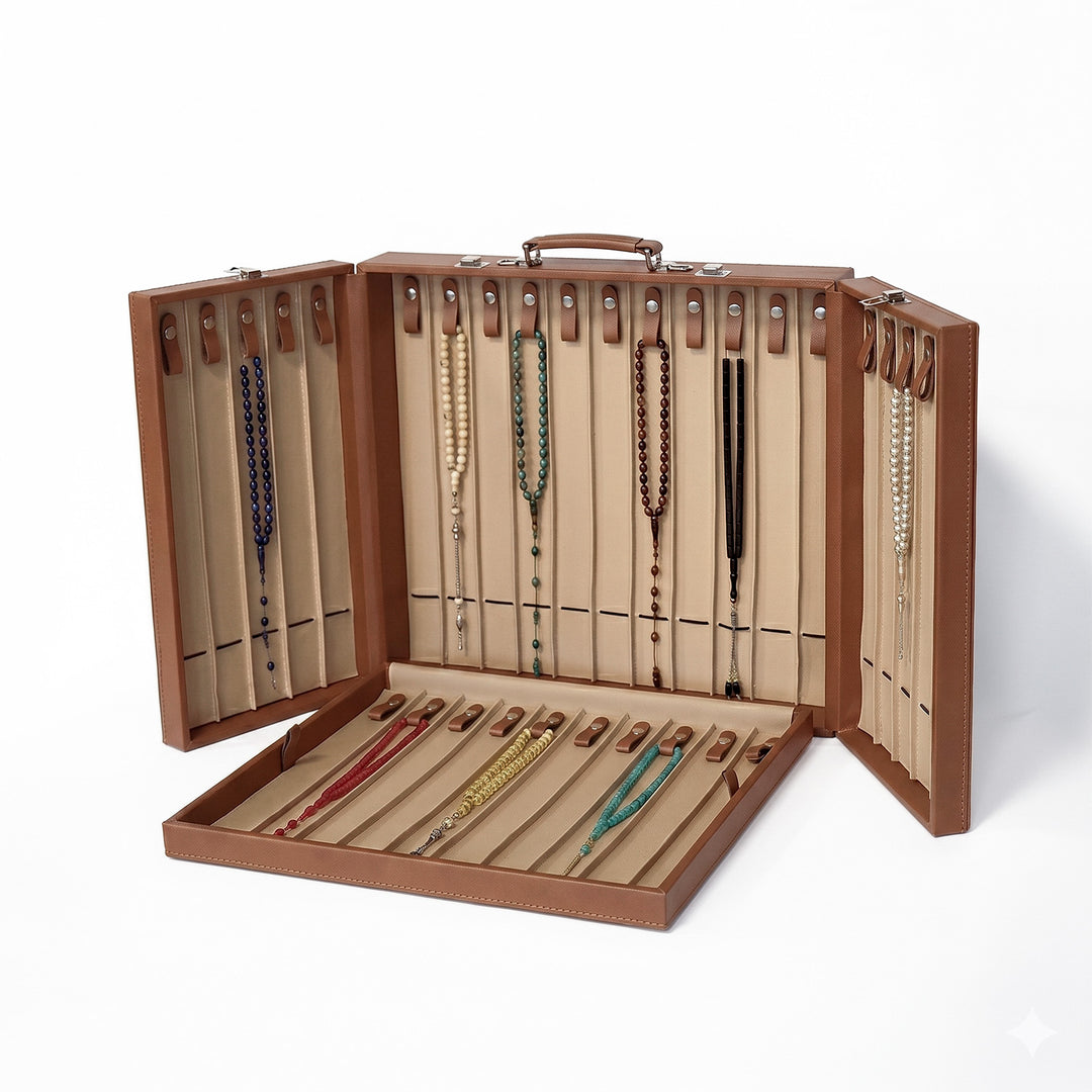 Exclusive Leather-Covered Wooden Tasbeeh Case (For up to 31 Tasbeehs) – WATD380