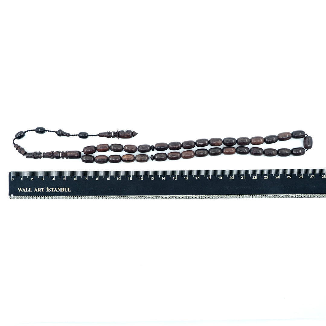Premium Red Ebony Wood Tasbeeh with Capsule Cut Beads &amp; Engraved Imam Bead – WATD396