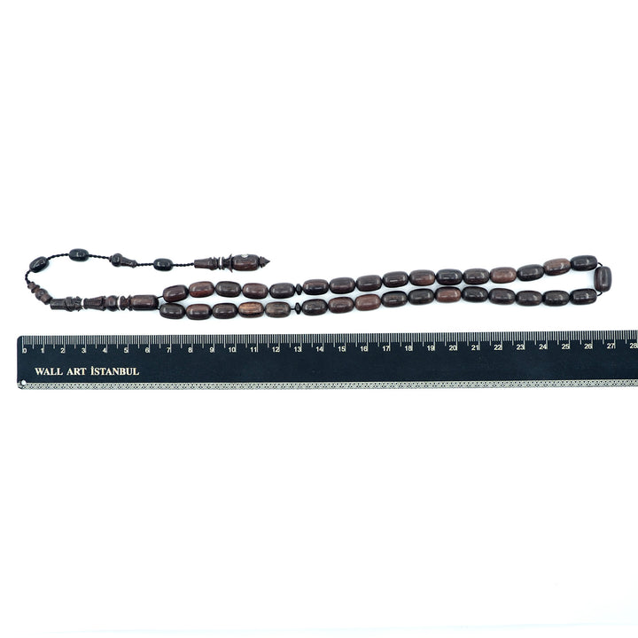 Premium Red Ebony Wood Tasbeeh with Capsule Cut Beads &amp; Engraved Imam Bead – WATD396