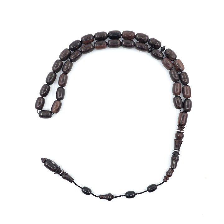 Premium Red Ebony Wood Tasbeeh with Capsule Cut Beads &amp; Engraved Imam Bead – WATD396