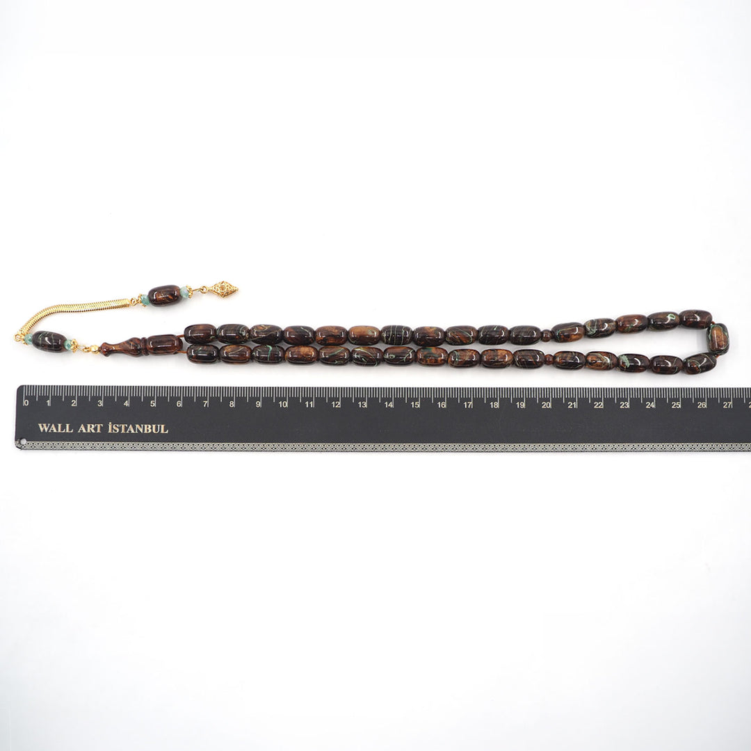 Capsule-Cut Countersunk-Drilled Catalin Tasbeeh with Silver Imam Bead – WATD419
