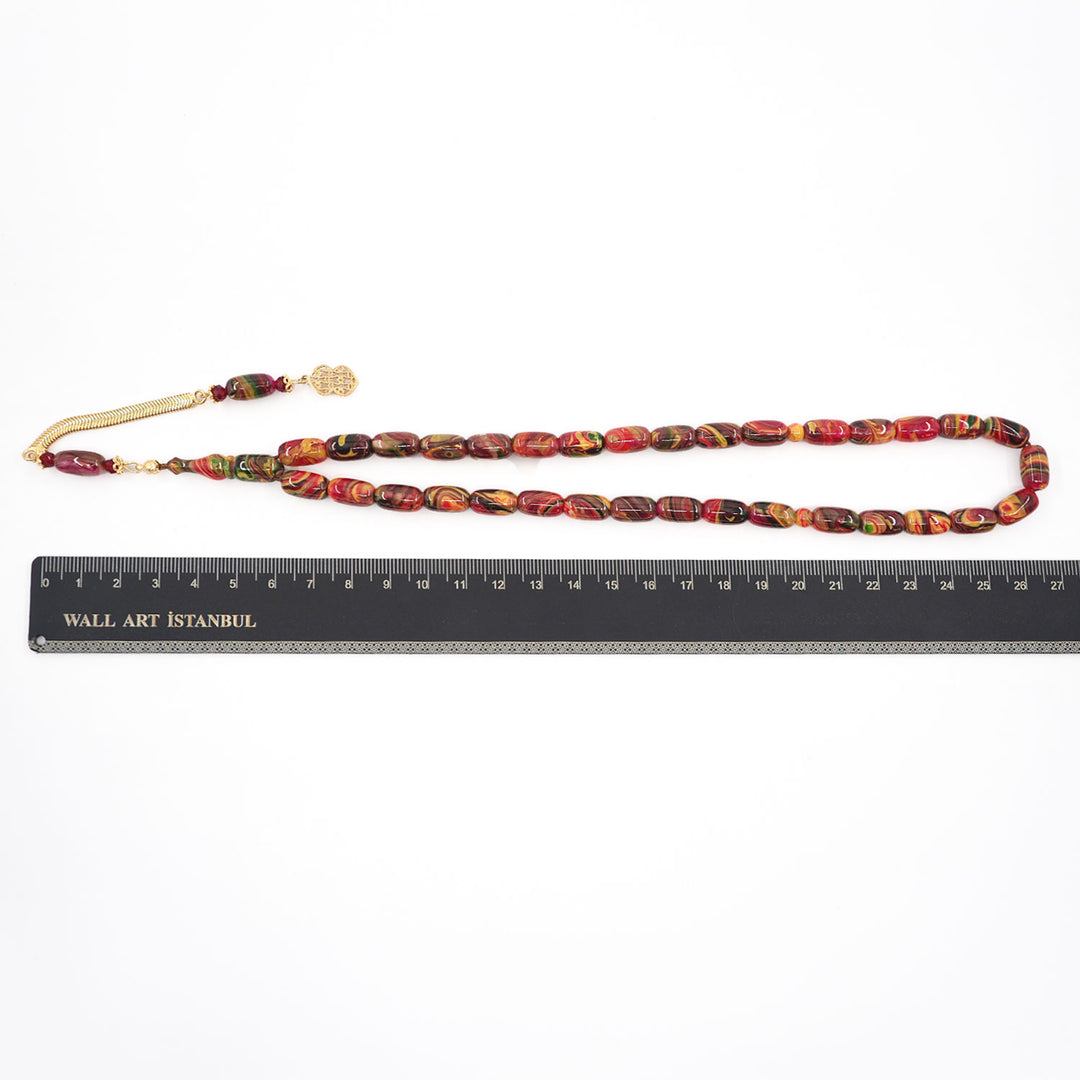 Capsule-Cut Countersunk-Drilled Catalin Tasbeeh with Silver Imam Bead – WATD420