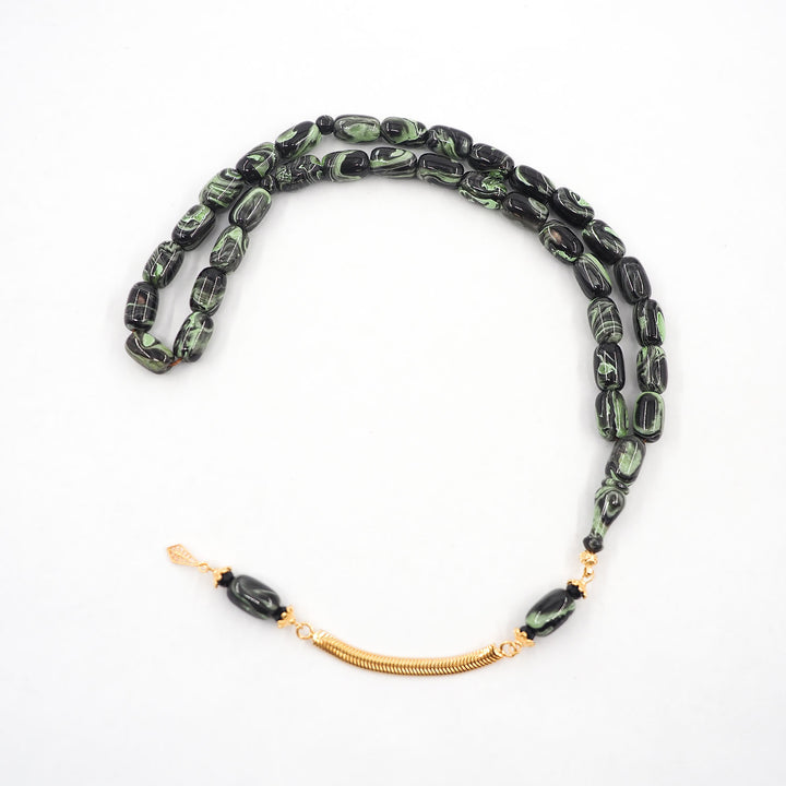 Capsule-Cut Countersunk-Drilled Catalin Tasbeeh with Silver Imam Bead – WATD423