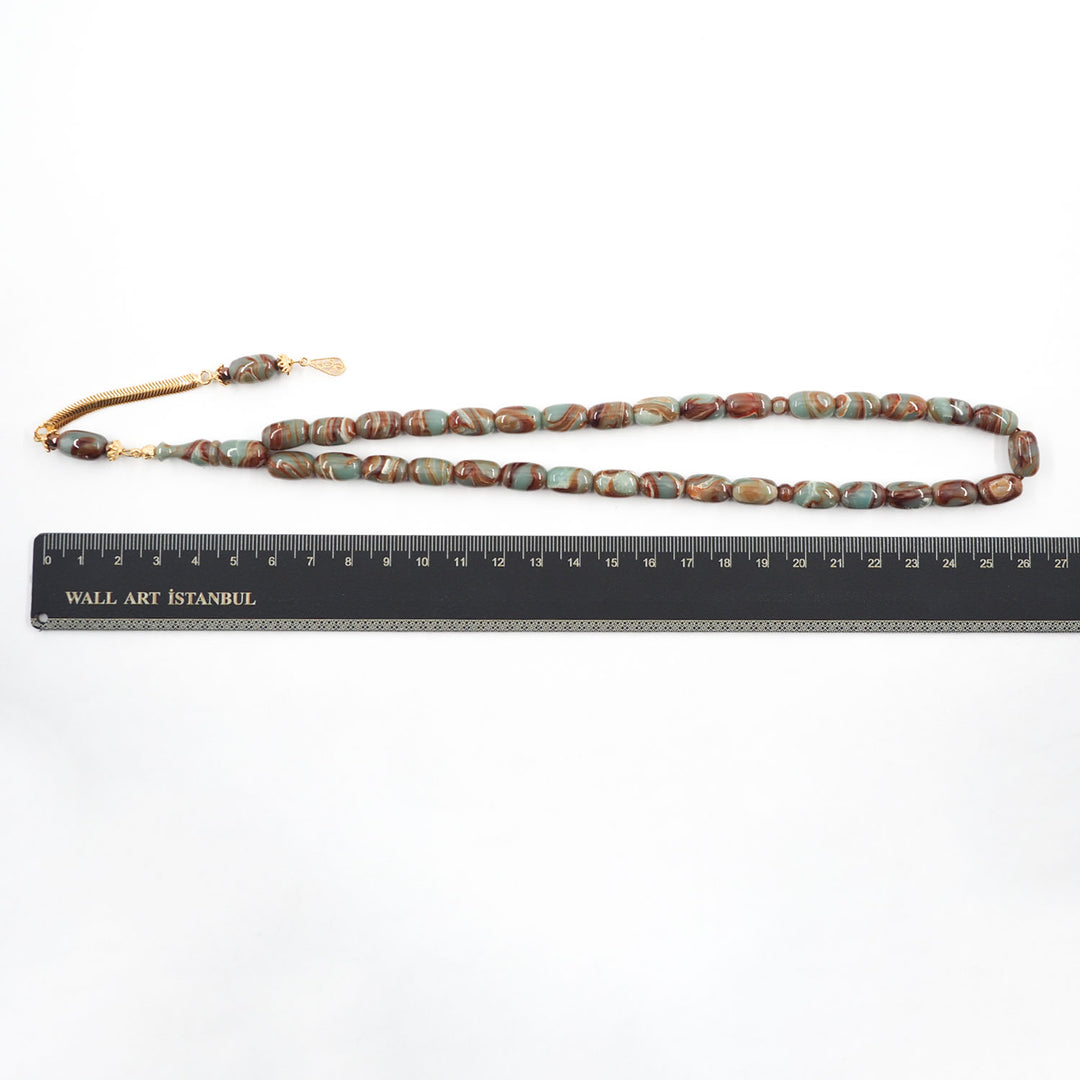 Capsule-Cut Countersunk-Drilled Catalin Tasbeeh with Silver Imam Bead – WATD425