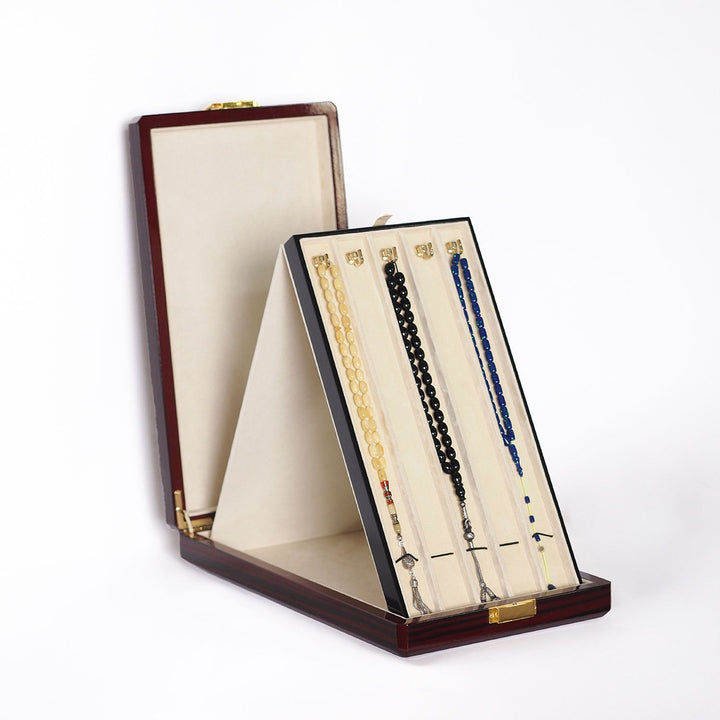 Prestige Series Burgundy Pattern Wooden Tasbeeh Box - WATD444