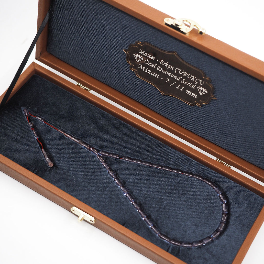 Mastercrafted Diamond-Detailed Blue Pressed Amber Tasbeeh (Special Box) – WATD449