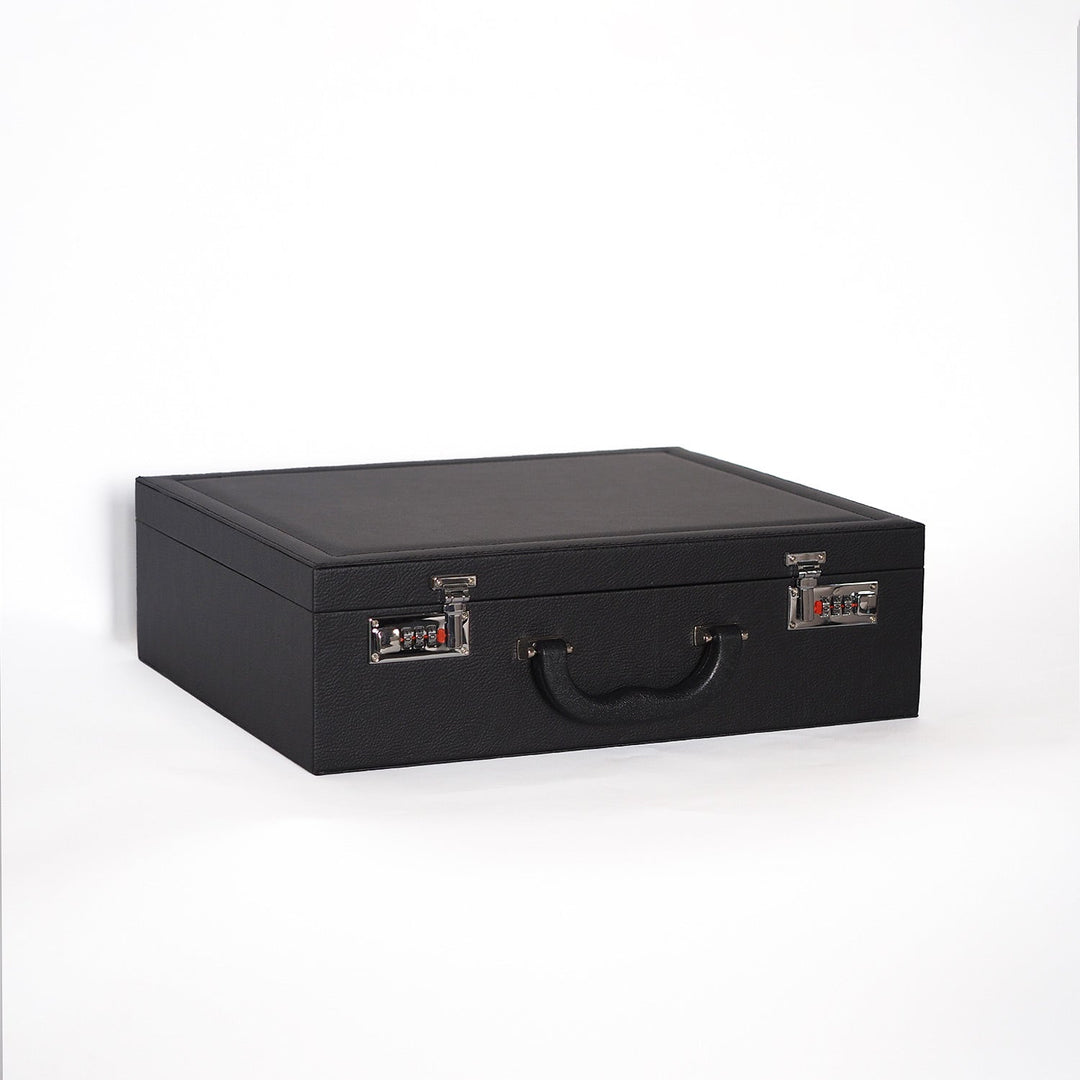 Exclusive Black Leather-Covered Wooden Tasbeeh Case (For up to 114 Tasbeehs) - WATD508