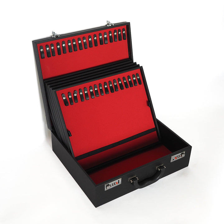 Exclusive Black Leather-Covered Wooden Tasbeeh Case (For up to 114 Tasbeehs) - WATD508
