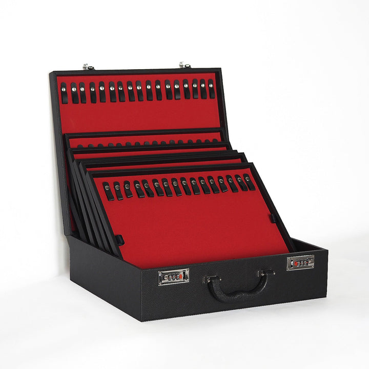 Exclusive Black Leather-Covered Wooden Tasbeeh Case (For up to 114 Tasbeehs) - WATD508